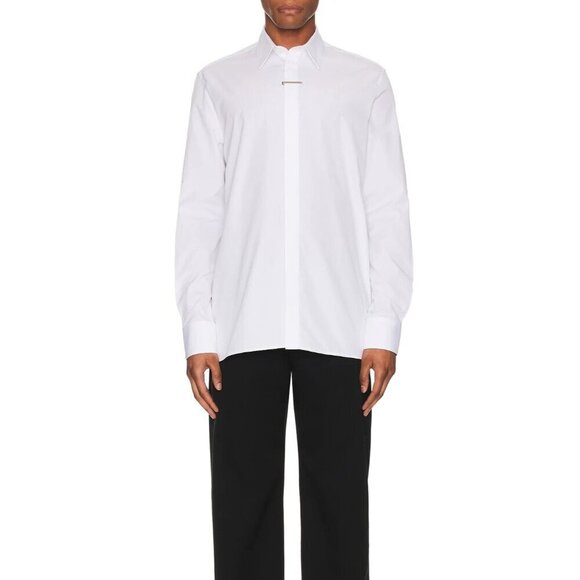 Givenchy Formal Metal Clip Shirt in White 39 15.5 New Mens Button Down Dress - Picture 1 of 14